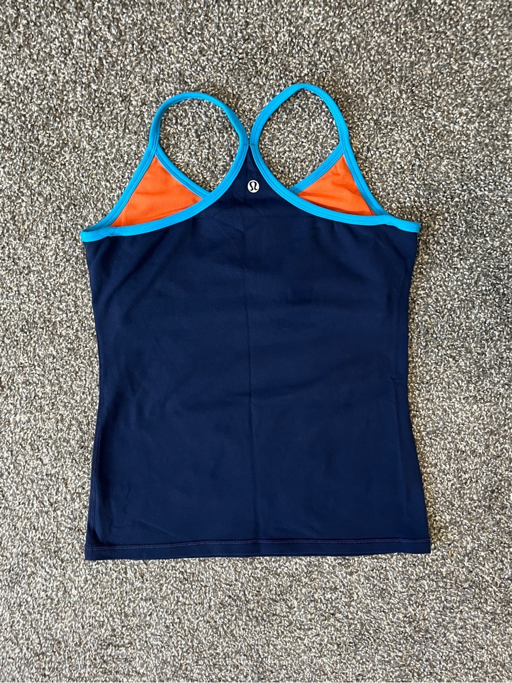 lululemon athletica Reversible Navy Power Y Tank with Bright Blue Trim Size 8 - Picture 4 of 10